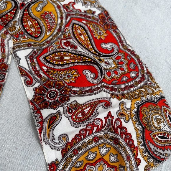 Vintage Paisley Earth tones long neck scarf - Picture 3 of 6